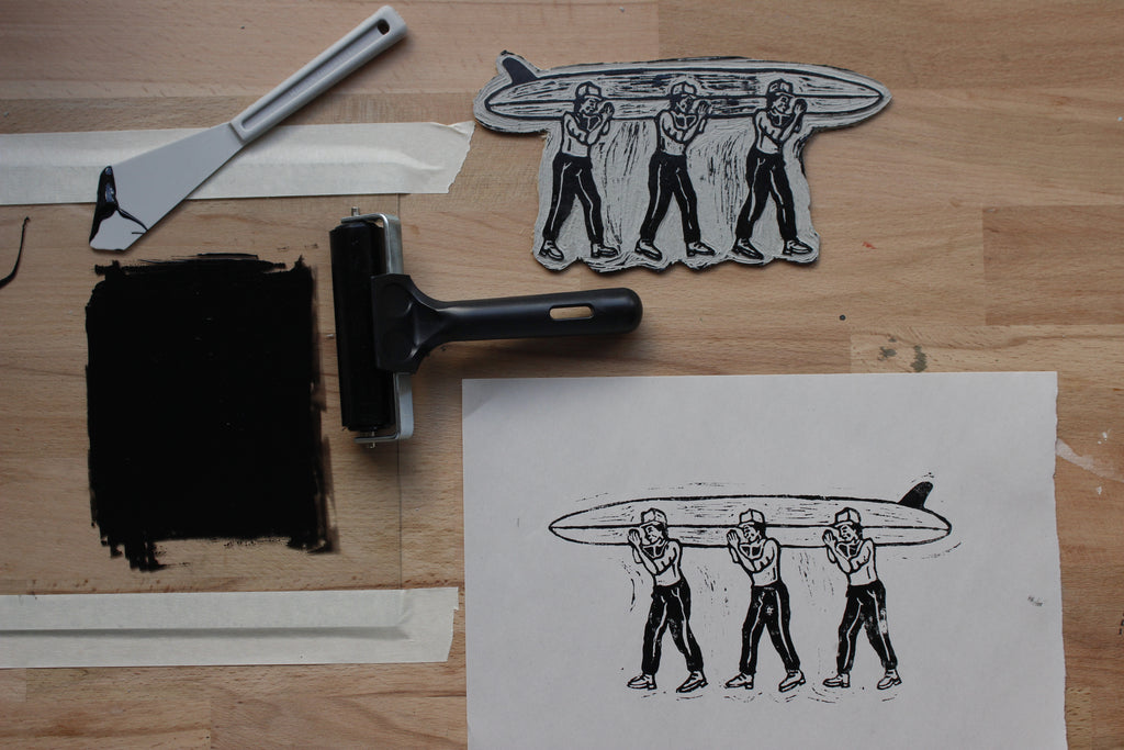 Hardly Working Lino Print – Limited Edition