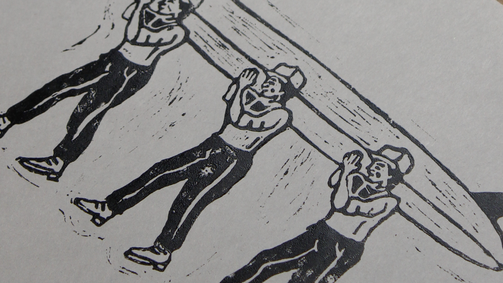 Hardly Working Lino Print – Limited Edition