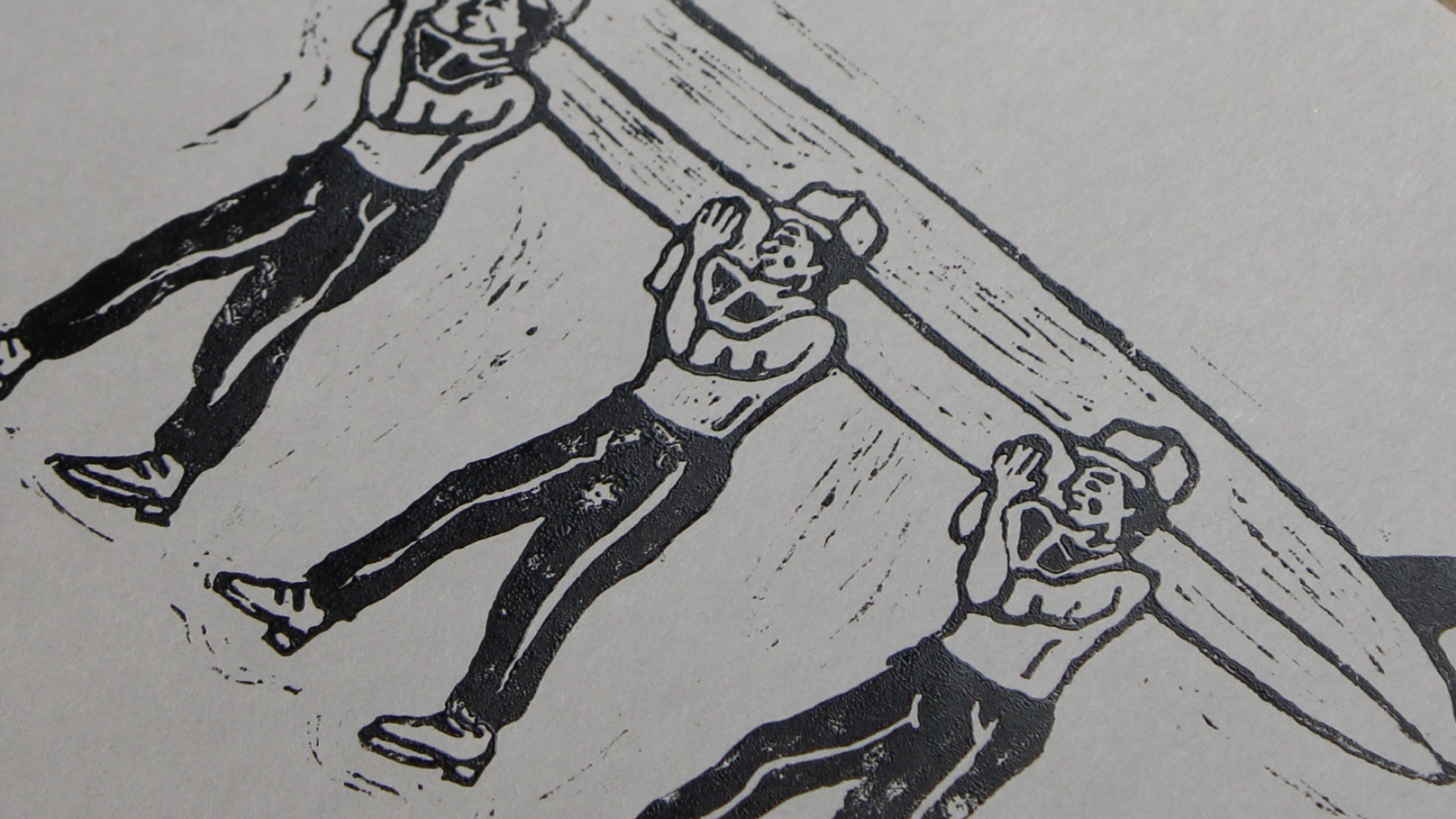 Hardly Working Lino Print – Limited Edition